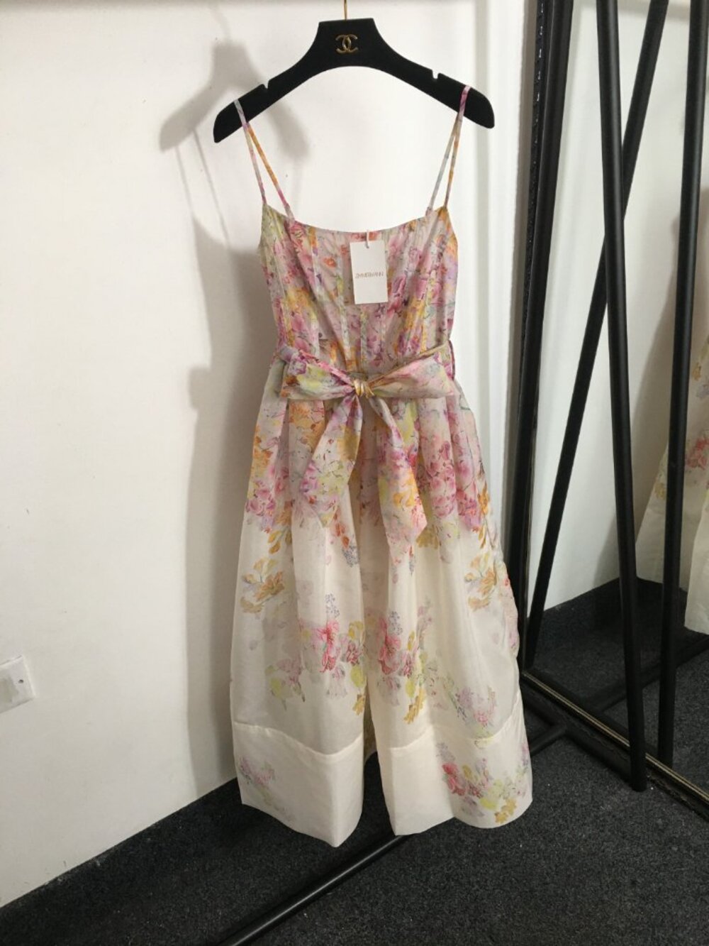 Zimmermann Apricot Floral Sundress Tie Waist Boho Maxi Dress